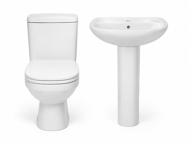 Vaso sanitário e pia com coluna